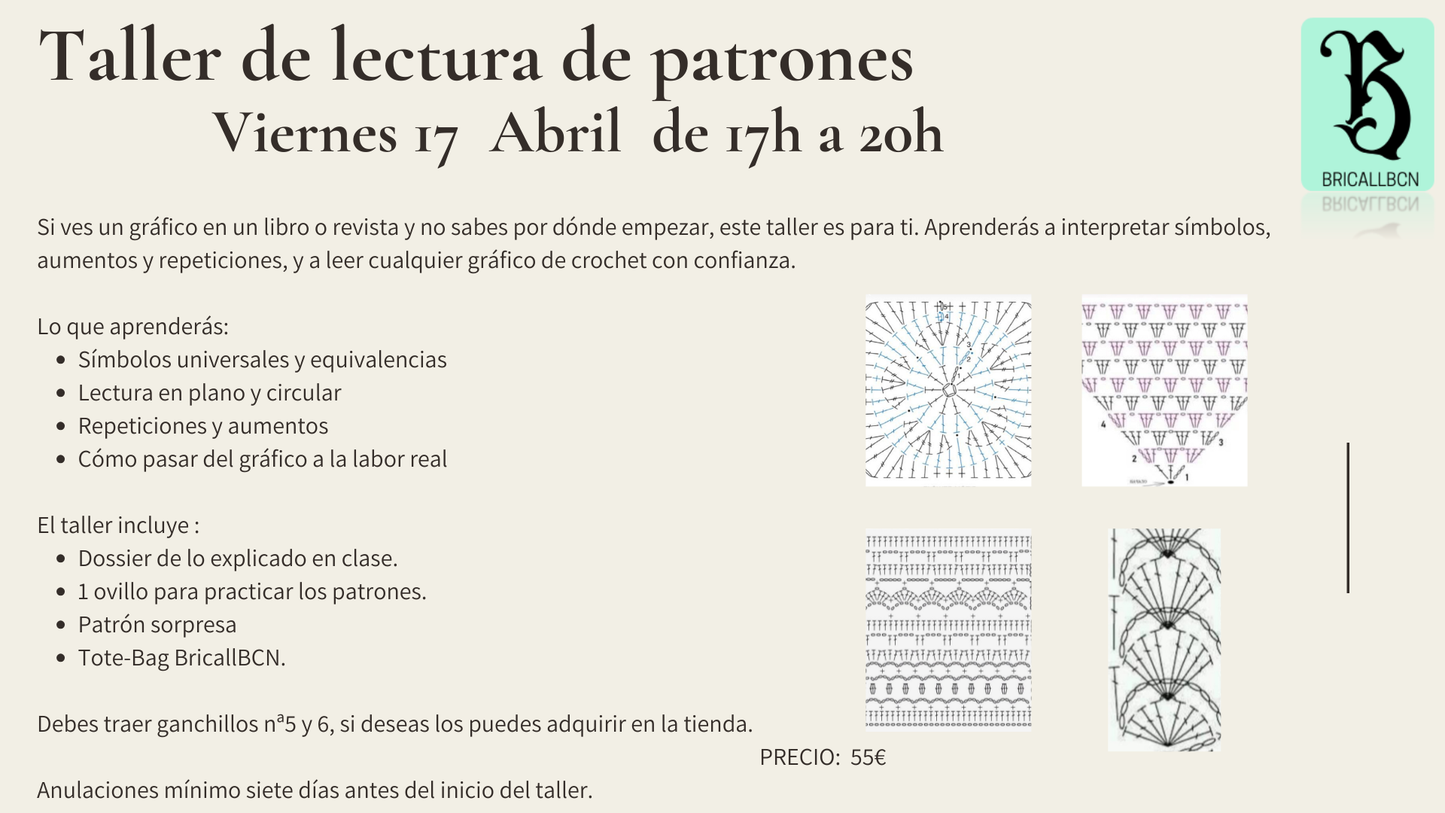 Taller - Lectura de patrones - Viernes 17 Abril de 17h a 20h