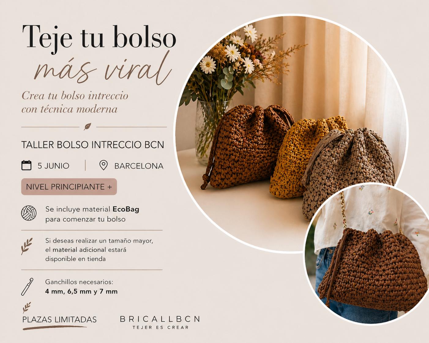 Taller - Bolso Estilo Botega  - Viernes 5 de Junio de 17h a 20h