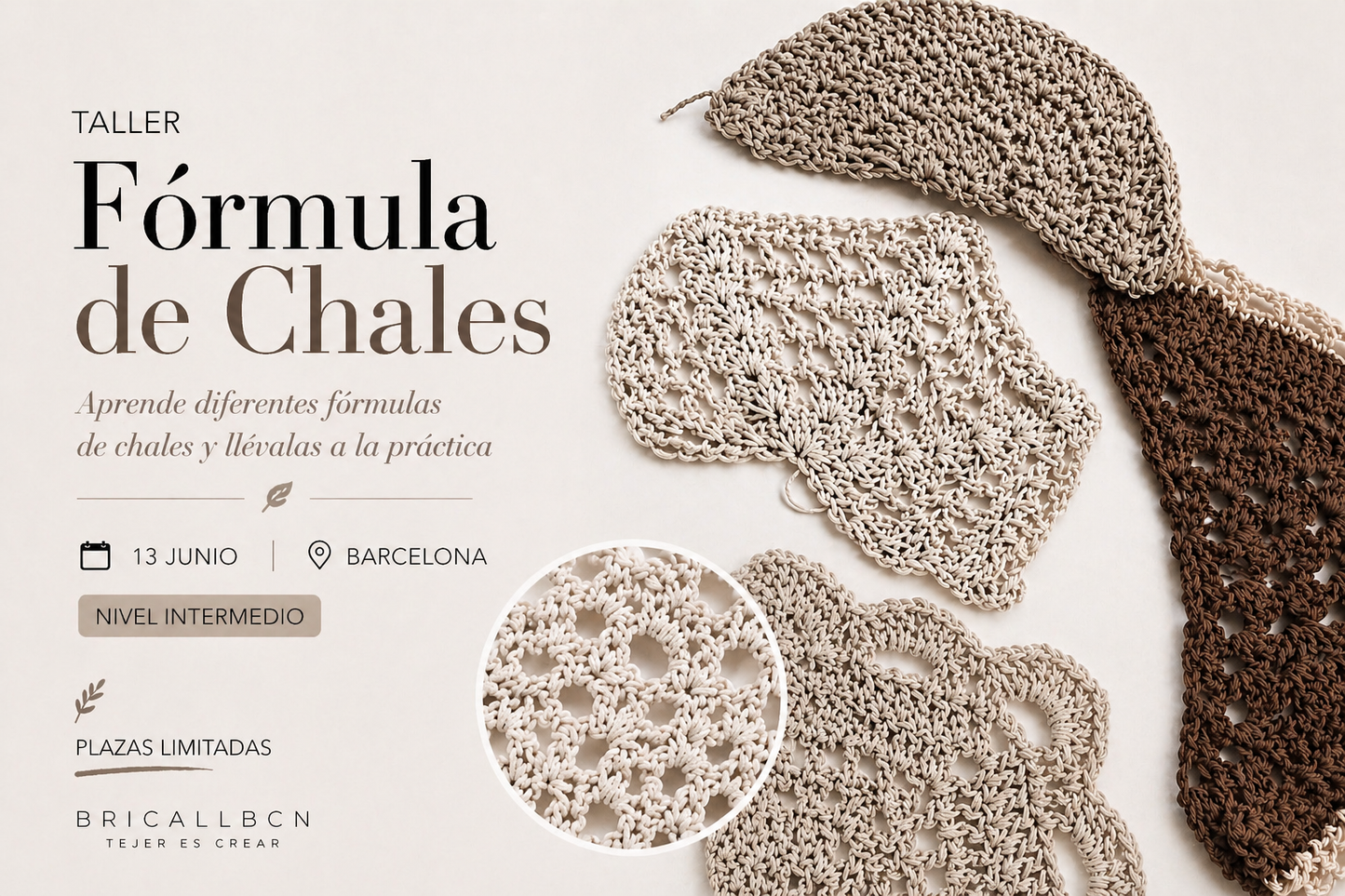 Taller - Fórmula de Chales -  Sábado  13 de Junio de 10h a 13h