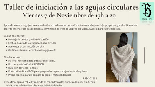 Taller - Iniciación Agujas Circulares  - Viernes 7 de Noviembre de 17h a 20h