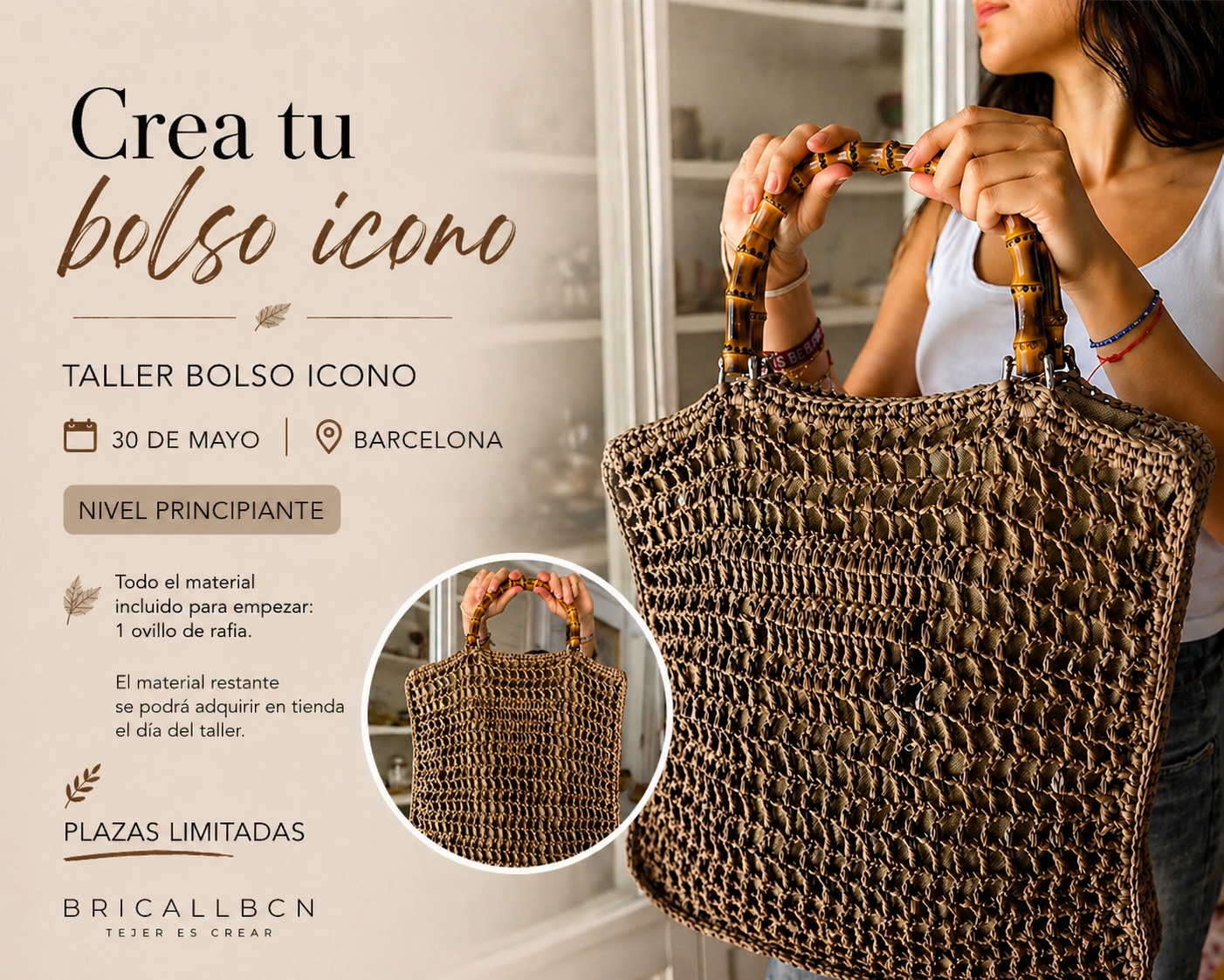 Taller - Iniciación al crochet - Bolso Icono - Sábado 30 de Mayo de 10h a 13h