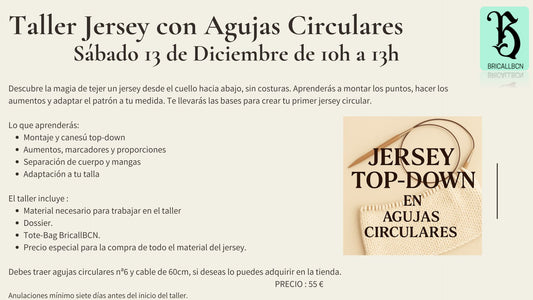 Taller - Jersey con Agujas Circulares  - Sábado 13 de Diciembre de 10h a 13h
