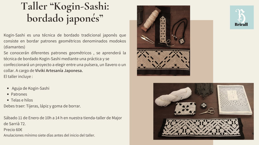 Taller “Kogin-Sashi: bordado japonés”   Sábado 11 de Enero