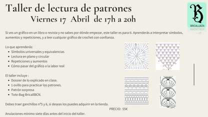 Taller - Lectura de patrones  - Viernes 17  Abril  de 17h a 20h