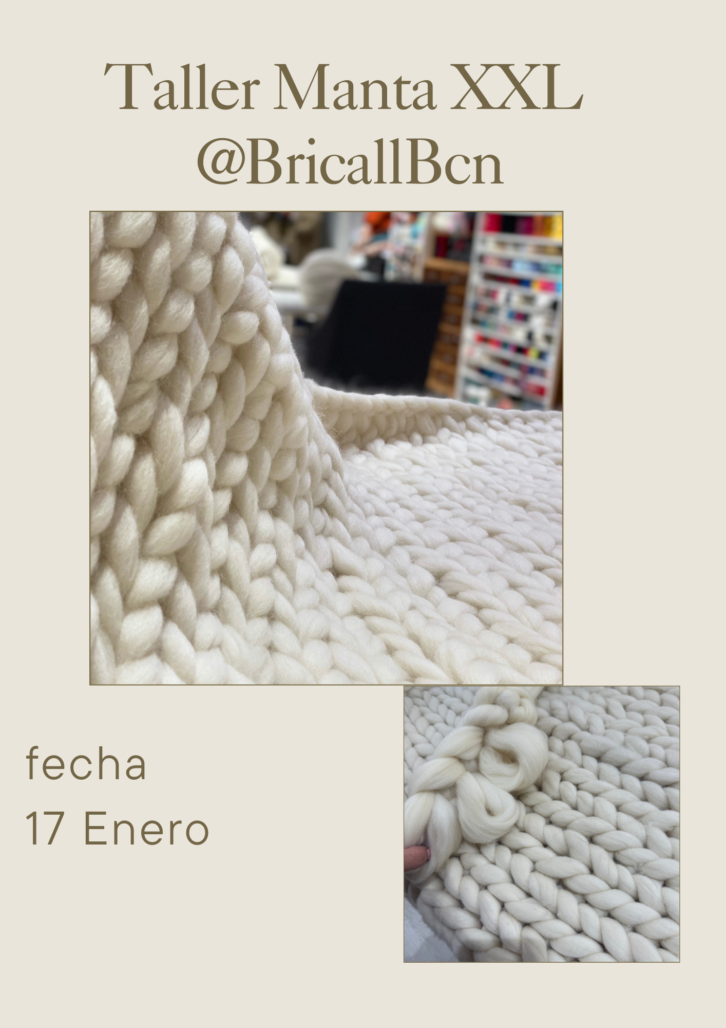 Taller - Mantas XXL  - Sábado  17 de Enero  de 10 a 13:00