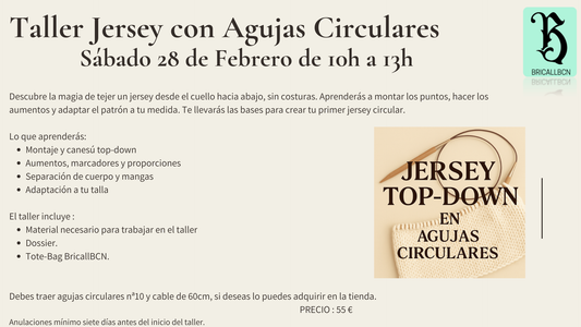 Taller - Jersey con Agujas Circulares  - Sábado 28 de Febrero de 10h a 13h