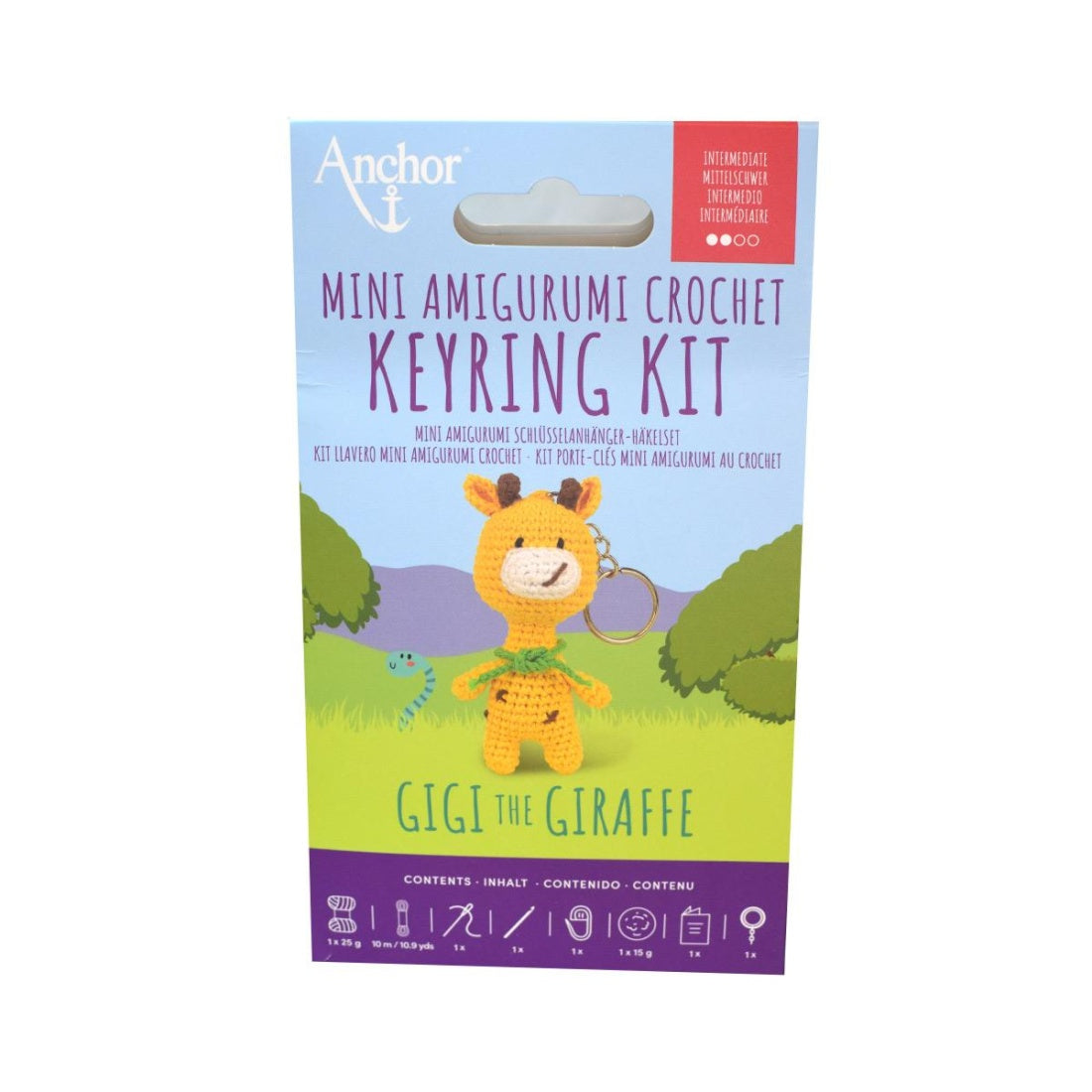 ANCHOR - Kit  Llavero Mini Amigurumi Crochet «Gigi The Giraffe»