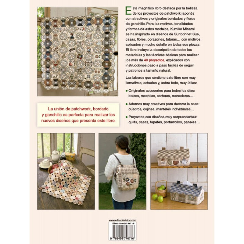 LIBRO PATCHWORK JAPONÉS CON FLORES DE GANCHILLO ed.DRAC