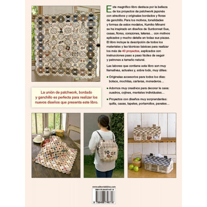 LIBRO PATCHWORK JAPONÉS CON FLORES DE GANCHILLO ed.DRAC